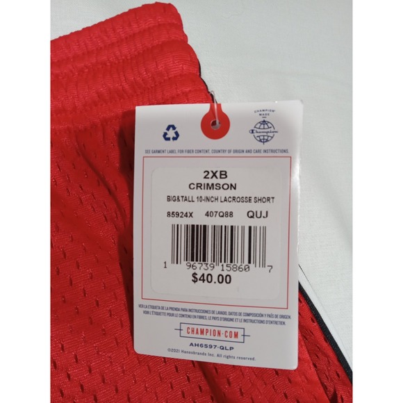 Champion Workout LaCrosse Shorts Men 2XB Red Black White - Picture 4 of 10